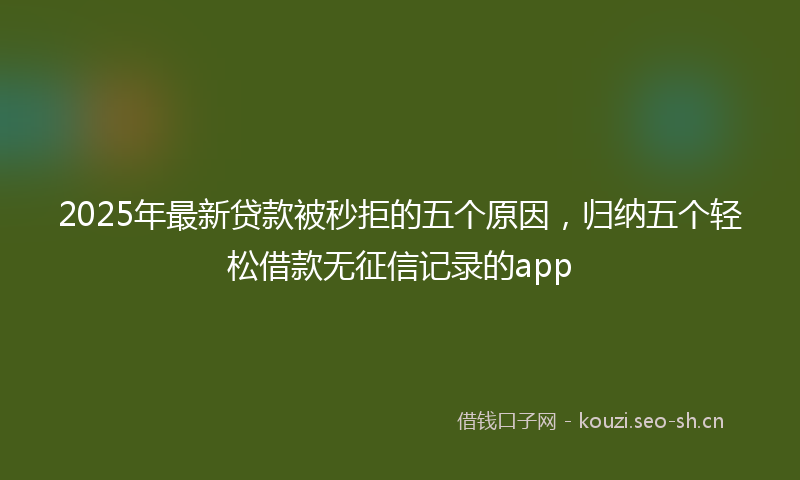 2025年最新贷款被秒拒的五个原因，归纳五个轻松借款无征信记录的app