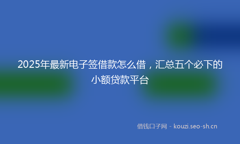 2025年最新电子签借款怎么借，汇总五个必下的小额贷款平台
