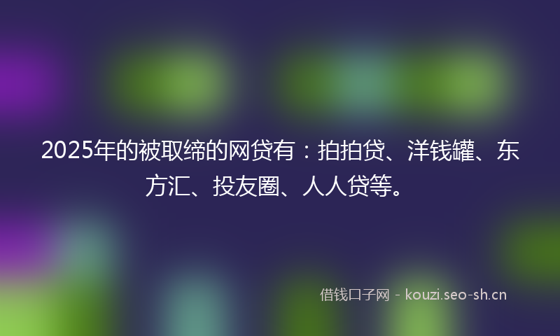 2025年的被取缔的网贷有：拍拍贷、洋钱罐、东方汇、投友圈、人人贷等。