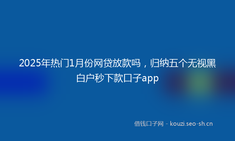 2025年热门1月份网贷放款吗，归纳五个无视黑白户秒下款口子app