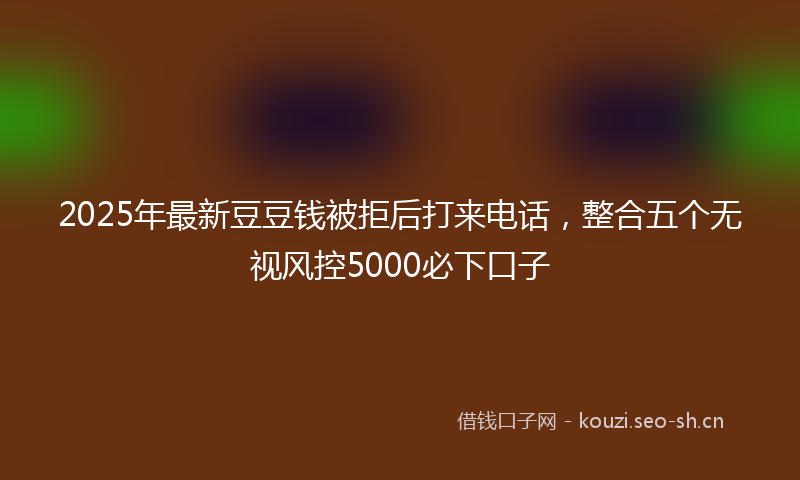 2025年最新豆豆钱被拒后打来电话，整合五个无视风控5000必下口子