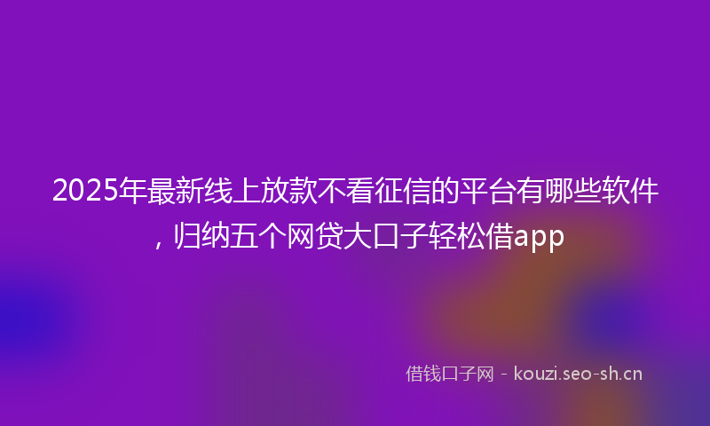 2025年最新线上放款不看征信的平台有哪些软件，归纳五个网贷大口子轻松借app