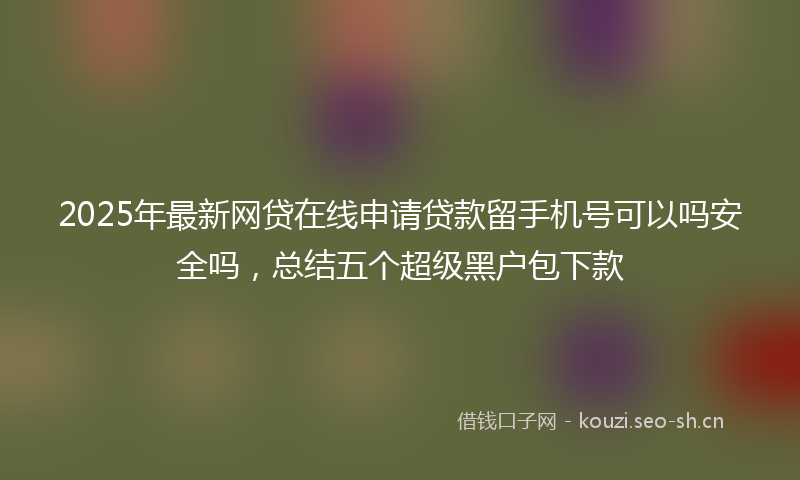 2025年最新网贷在线申请贷款留手机号可以吗安全吗，总结五个超级黑户包下款