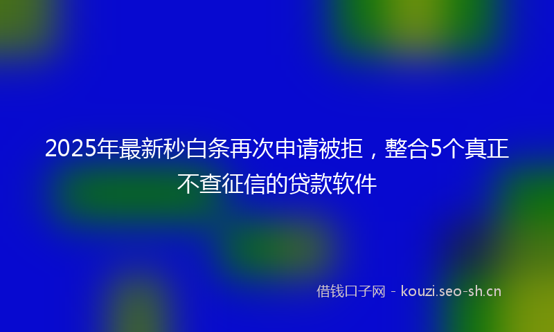 2025年最新秒白条再次申请被拒，整合5个真正不查征信的贷款软件