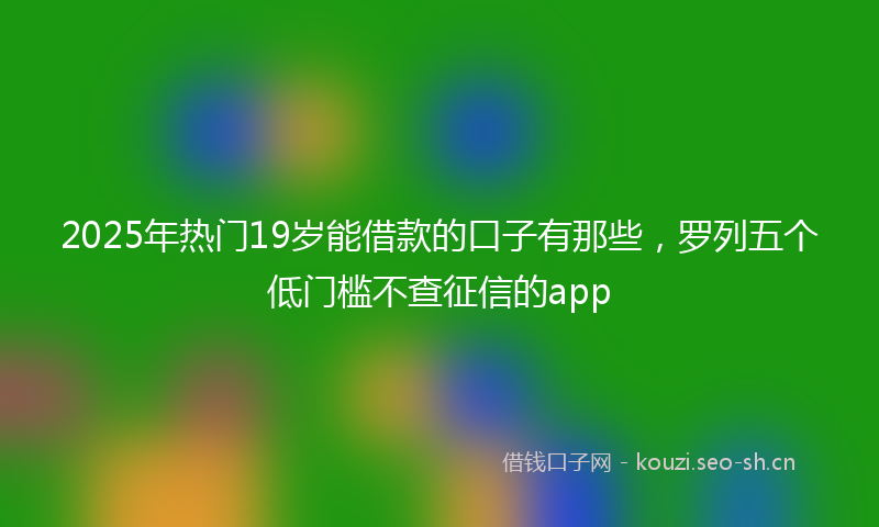 2025年热门19岁能借款的口子有那些，罗列五个低门槛不查征信的app