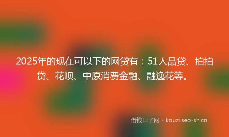 2025年的现在可以下的网贷有：51人品贷、拍拍贷、花呗、中原消费金融、融逸花等。