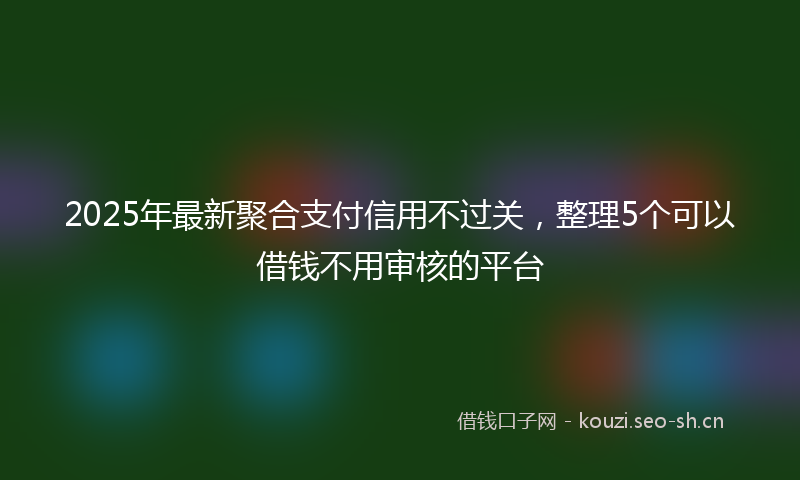2025年最新聚合支付信用不过关，整理5个可以借钱不用审核的平台