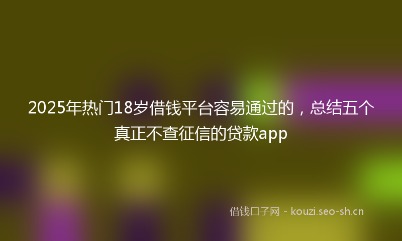 2025年热门18岁借钱平台容易通过的，总结五个真正不查征信的贷款app
