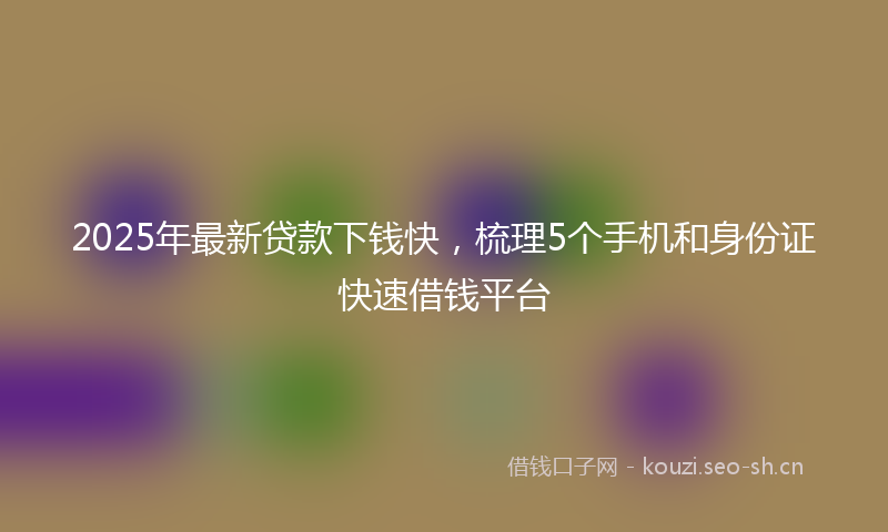 2025年最新贷款下钱快，梳理5个手机和身份证快速借钱平台
