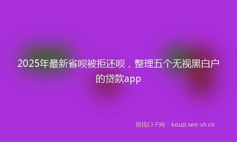 2025年最新省呗被拒还呗，整理五个无视黑白户的贷款app