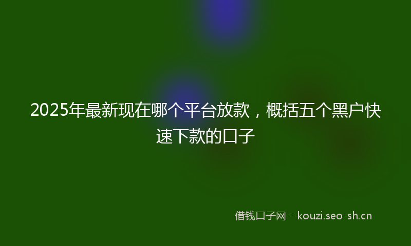 2025年最新现在哪个平台放款，概括五个黑户快速下款的口子