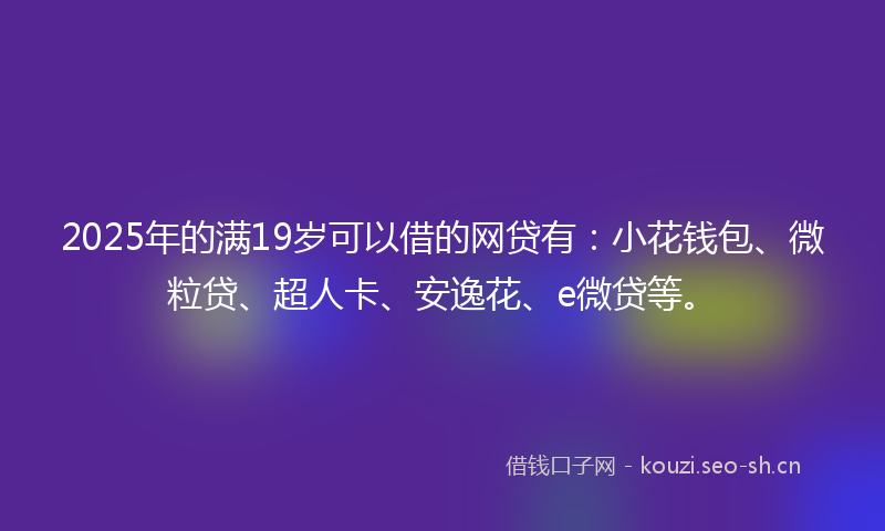 2025年的满19岁可以借的网贷有：小花钱包、微粒贷、超人卡、安逸花、e微贷等。
