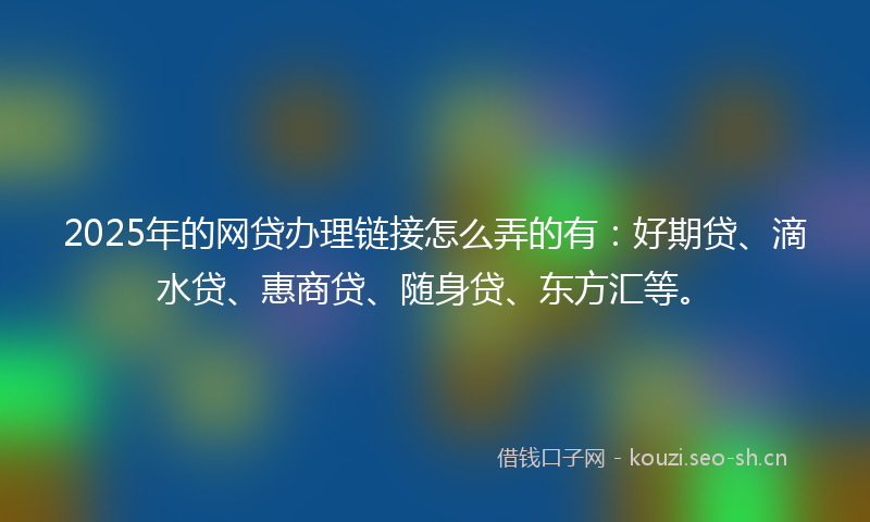 2025年的网贷办理链接怎么弄的有：好期贷、滴水贷、惠商贷、随身贷、东方汇等。
