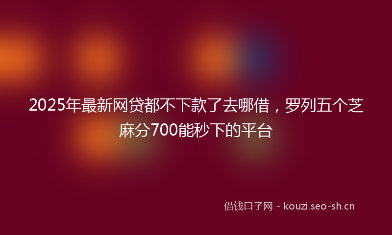 2025年最新网贷都不下款了去哪借，罗列五个芝麻分700能秒下的平台