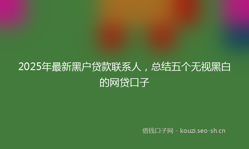 2025年最新黑户贷款联系人，总结五个无视黑白的网贷口子