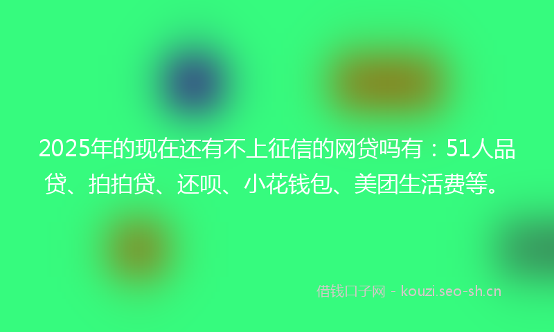 2025年的现在还有不上征信的网贷吗有：51人品贷、拍拍贷、还呗、小花钱包、美团生活费等。