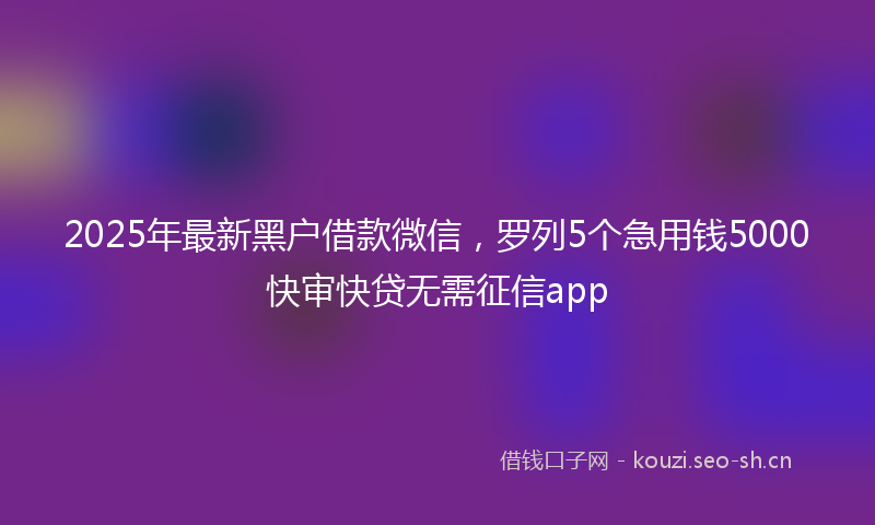 2025年最新黑户借款微信，罗列5个急用钱5000快审快贷无需征信app