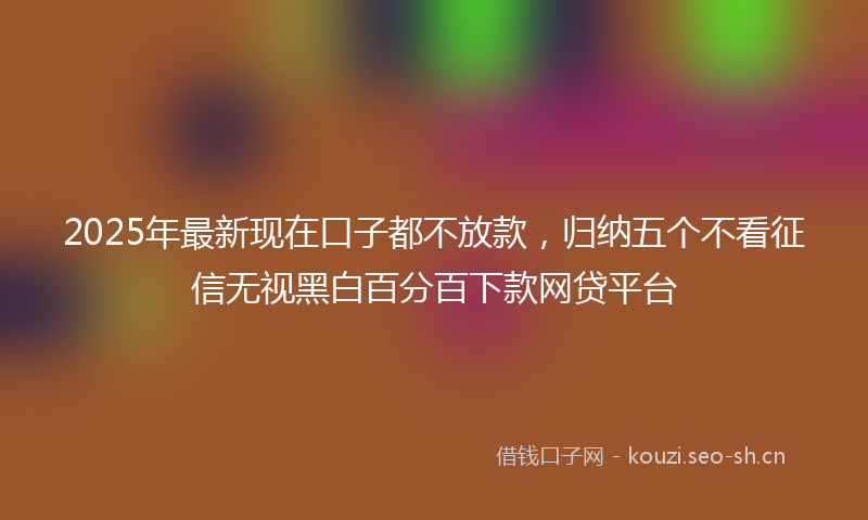 2025年最新现在口子都不放款，归纳五个不看征信无视黑白百分百下款网贷平台