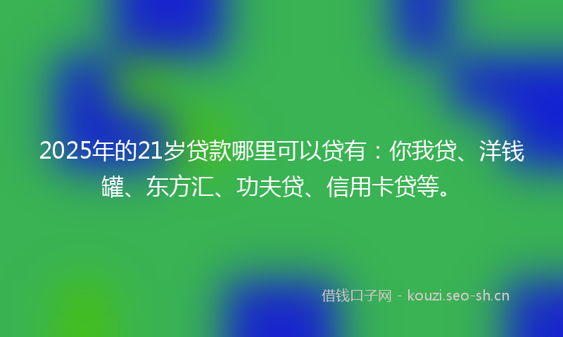 2025年的21岁贷款哪里可以贷有：你我贷、洋钱罐、东方汇、功夫贷、信用卡贷等。