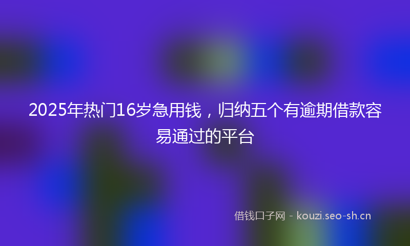 2025年热门16岁急用钱，归纳五个有逾期借款容易通过的平台