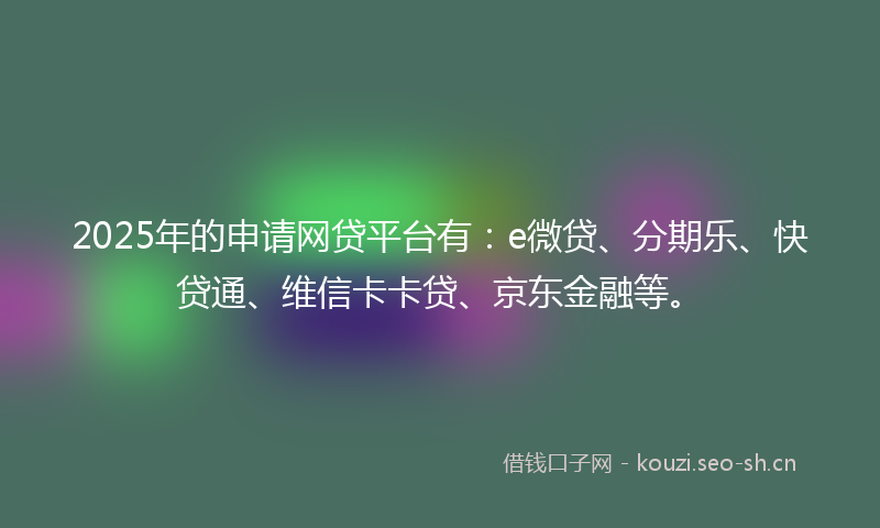 2025年的申请网贷平台有：e微贷、分期乐、快贷通、维信卡卡贷、京东金融等。