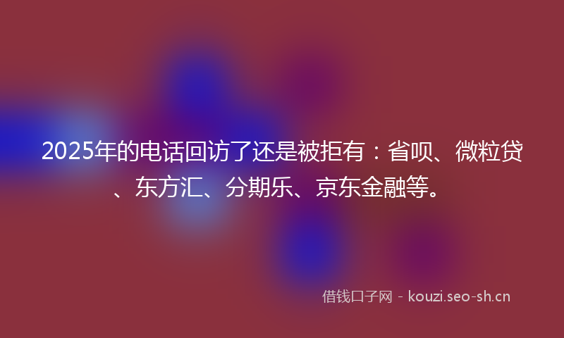 2025年的电话回访了还是被拒有：省呗、微粒贷、东方汇、分期乐、京东金融等。
