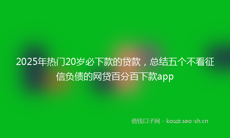 2025年热门20岁必下款的贷款，总结五个不看征信负债的网贷百分百下款app