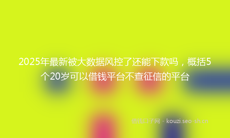2025年最新被大数据风控了还能下款吗，概括5个20岁可以借钱平台不查征信的平台