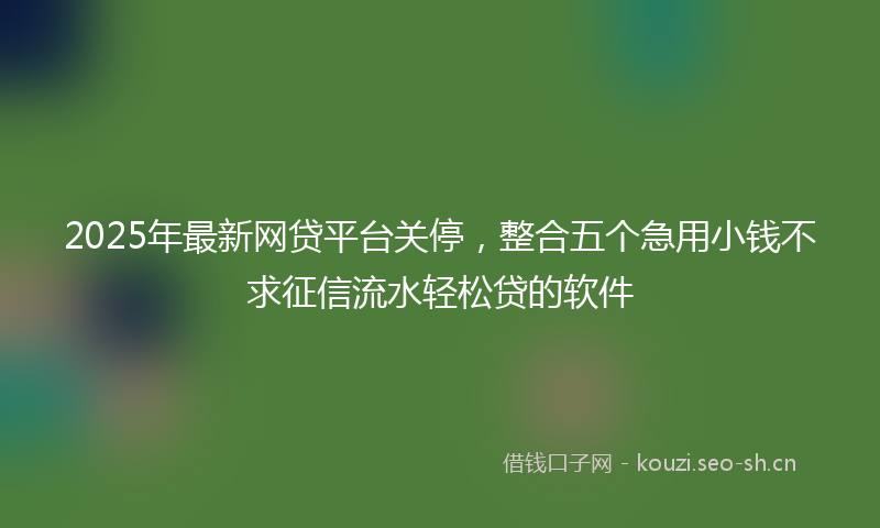 2025年最新网贷平台关停，整合五个急用小钱不求征信流水轻松贷的软件