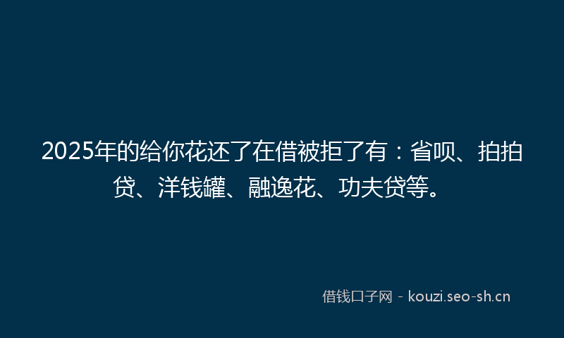 2025年的给你花还了在借被拒了有：省呗、拍拍贷、洋钱罐、融逸花、功夫贷等。