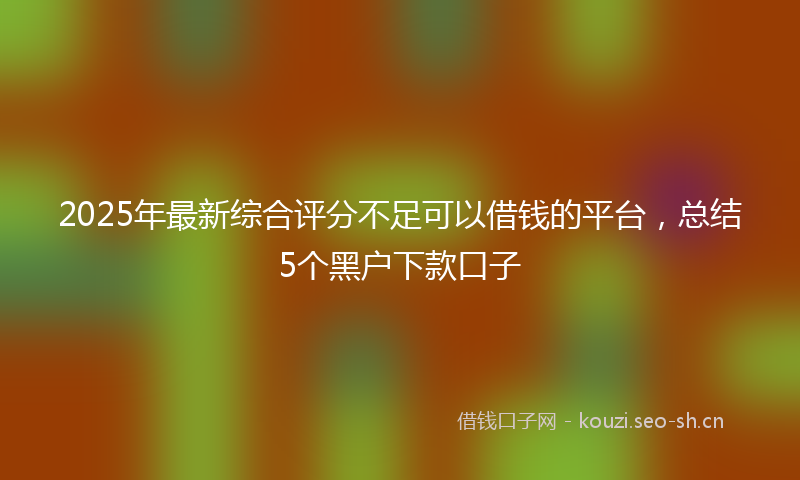 2025年最新综合评分不足可以借钱的平台，总结5个黑户下款口子