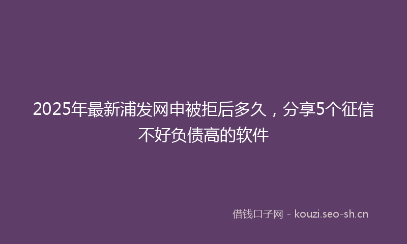 2025年最新浦发网申被拒后多久，分享5个征信不好负债高的软件