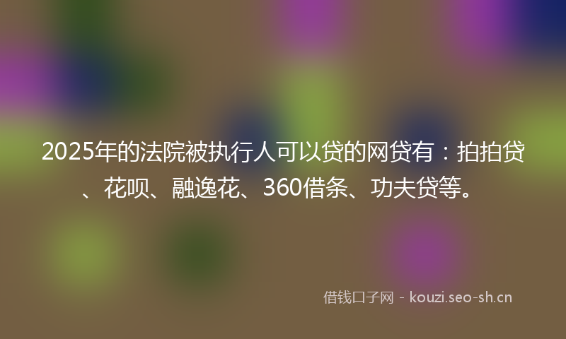 2025年的法院被执行人可以贷的网贷有：拍拍贷、花呗、融逸花、360借条、功夫贷等。