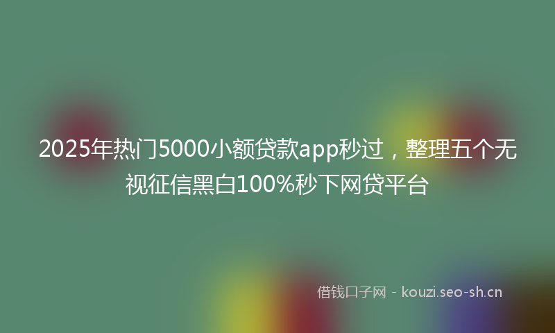 2025年热门5000小额贷款app秒过，整理五个无视征信黑白100%秒下网贷平台