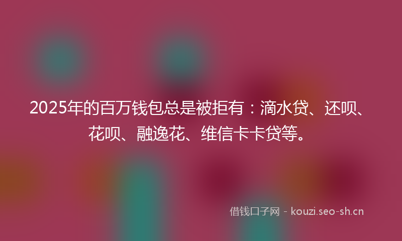 2025年的百万钱包总是被拒有：滴水贷、还呗、花呗、融逸花、维信卡卡贷等。