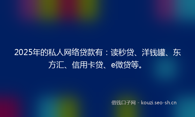 2025年的私人网络贷款有：读秒贷、洋钱罐、东方汇、信用卡贷、e微贷等。