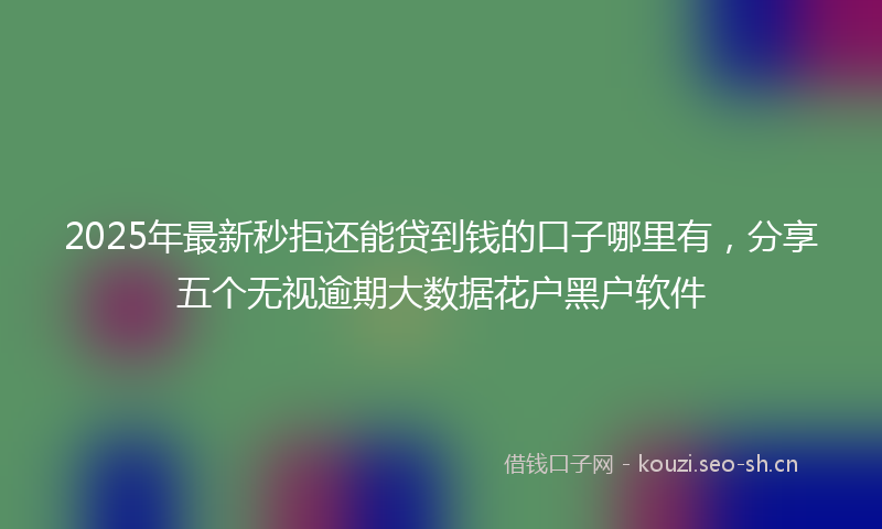 2025年最新秒拒还能贷到钱的口子哪里有，分享五个无视逾期大数据花户黑户软件