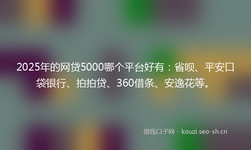 2025年的网贷5000哪个平台好有：省呗、平安口袋银行、拍拍贷、360借条、安逸花等。