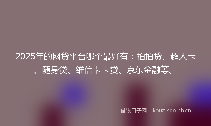 2025年的网贷平台哪个最好有：拍拍贷、超人卡、随身贷、维信卡卡贷、京东金融等。