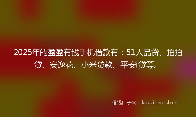 2025年的盈盈有钱手机借款有：51人品贷、拍拍贷、安逸花、小米贷款、平安i贷等。