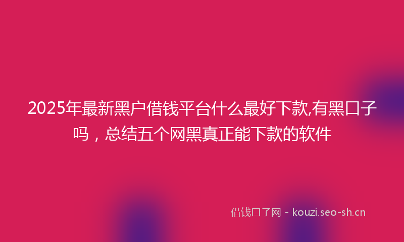 2025年最新黑户借钱平台什么最好下款,有黑口子吗，总结五个网黑真正能下款的软件