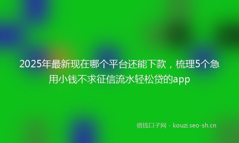 2025年最新现在哪个平台还能下款，梳理5个急用小钱不求征信流水轻松贷的app