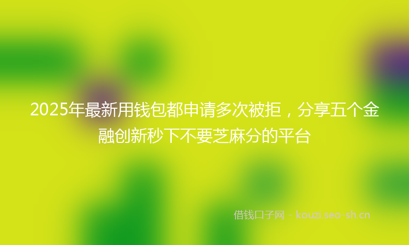 2025年最新用钱包都申请多次被拒，分享五个金融创新秒下不要芝麻分的平台