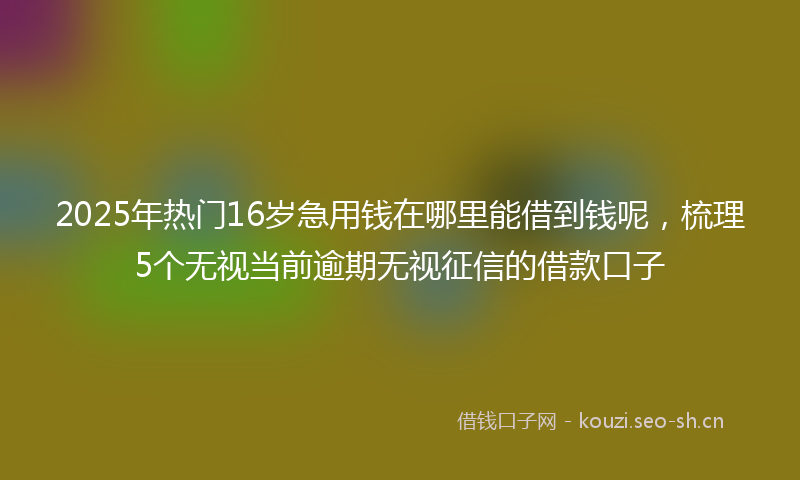 2025年热门16岁急用钱在哪里能借到钱呢，梳理5个无视当前逾期无视征信的借款口子