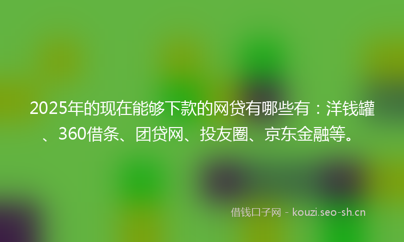 2025年的现在能够下款的网贷有哪些有：洋钱罐、360借条、团贷网、投友圈、京东金融等。