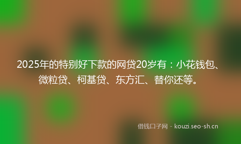 2025年的特别好下款的网贷20岁有：小花钱包、微粒贷、柯基贷、东方汇、替你还等。