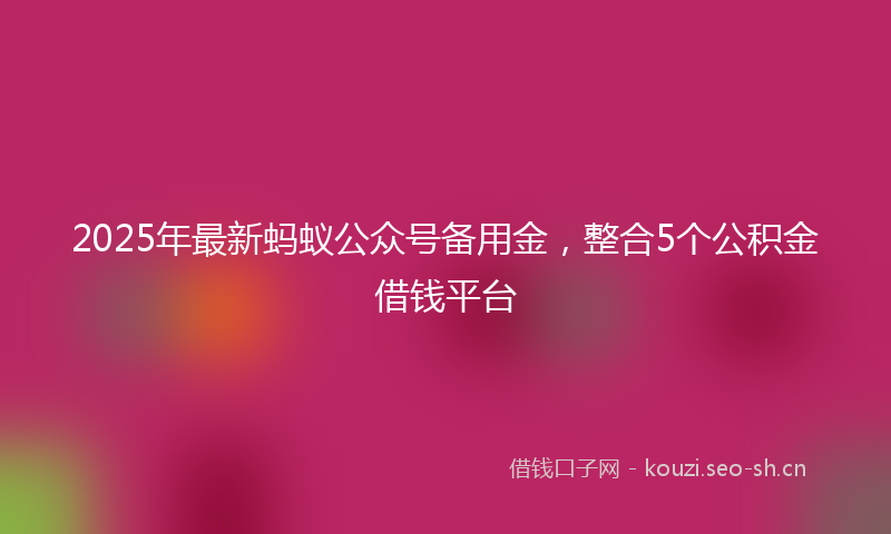 2025年最新蚂蚁公众号备用金，整合5个公积金借钱平台