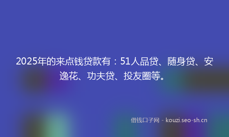 2025年的来点钱贷款有：51人品贷、随身贷、安逸花、功夫贷、投友圈等。