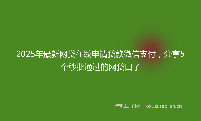 2025年最新网贷在线申请贷款微信支付，分享5个秒批通过的网贷口子
