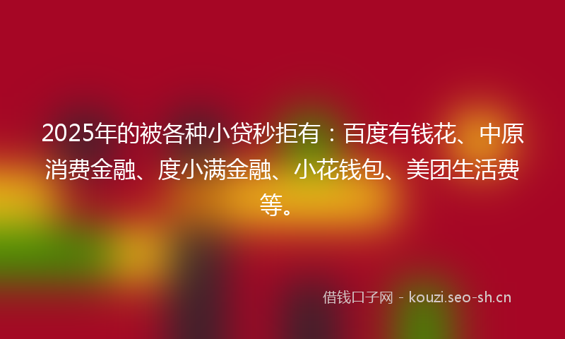 2025年的被各种小贷秒拒有：百度有钱花、中原消费金融、度小满金融、小花钱包、美团生活费等。